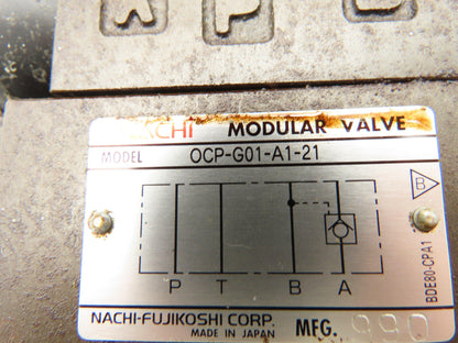 Nachi SLD-G01-A3X-C1-G30 Hydraulic Directional Solenoid Modular Valve Stack