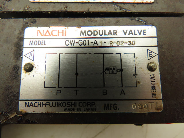 Nachi SLD-G01-E3X-C1-G30 Hydraulic Directional Dbl Solenoid Modular Valve Stack
