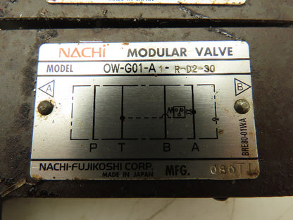 Nachi SLD-G01-E3X-C1-G30 Hydraulic Directional Dbl Solenoid Modular Valve Stack