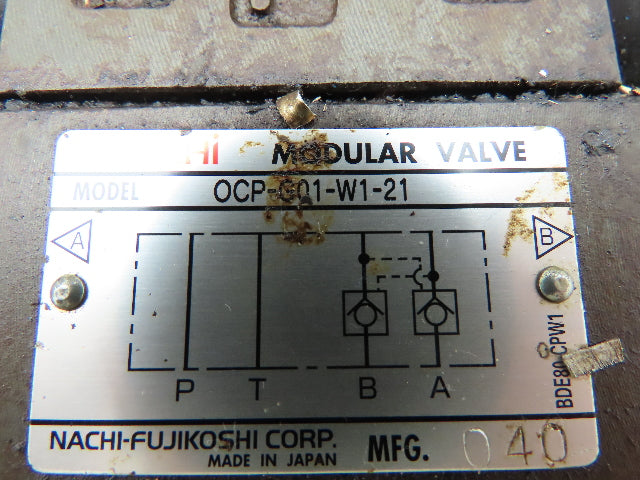 Nachi SLD-G01-E3X-C1-G30 Hydraulic Directional Dbl Solenoid Modular Valve Stack
