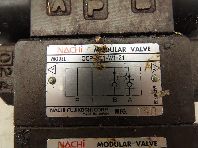 Nachi SLD-G01-E3X-C1-G30 Hydraulic Directional Dbl Solenoid Modular Valve Stack