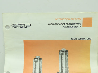 Fischer & Porter 821A004U87 ABB Impact Tube Flowmeter Indicators For 4-8" Pipe