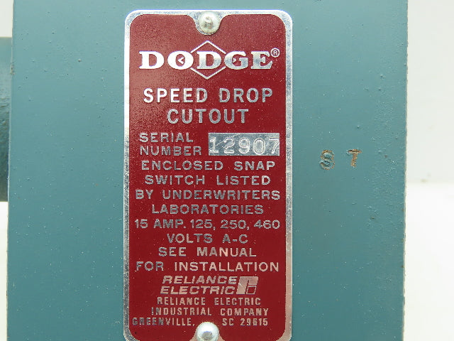 Reliance Electric Dodge Speed Drop Cutout Enclosed Snap Switch 15A 120-460VAC