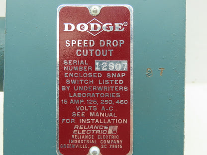 Reliance Electric Dodge Speed Drop Cutout Enclosed Snap Switch 15A 120-460VAC