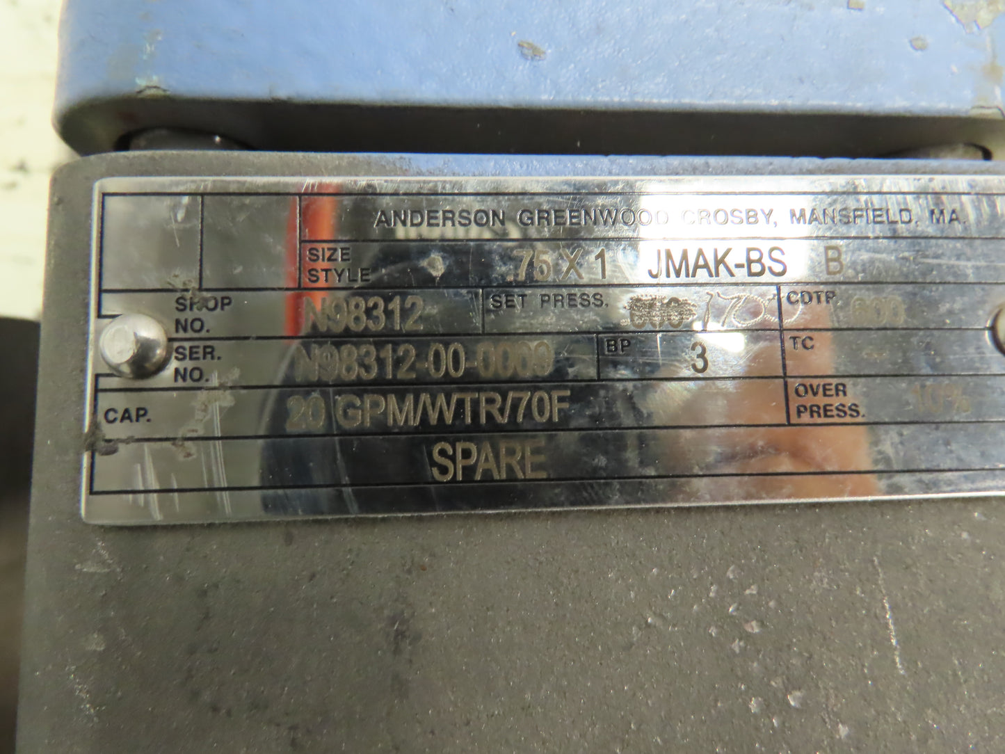Anderson JMAK-BS Spring Pressure Relief Valve 3/4"x1" Flange 20GPM 70°F CF8M