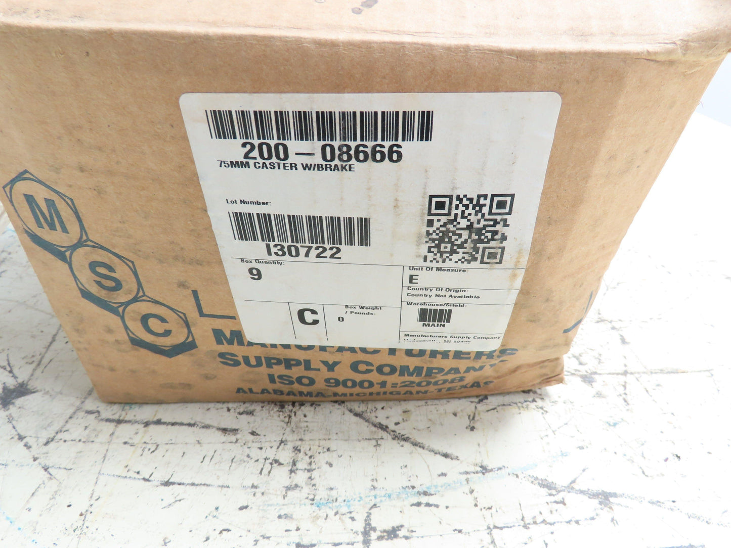 Manufacturers Supply 75MM Schioppa Swivel Caster W/Brake 3 x1-1/4" Wheel Lot of9