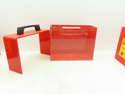 Prinzing Red Safety Lockout Box Plexi-Glass  9" x 3-1/4" x 7"  LOT OF 5