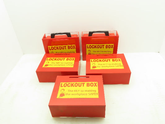 Prinzing Red Safety Lockout Box Plexi-Glass  9" x 3-1/4" x 7"  LOT OF 5