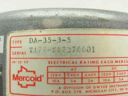Mercoid Controls DA-35-3-5 Temperature Control Switch 110-200°  2.5" Probe 440V