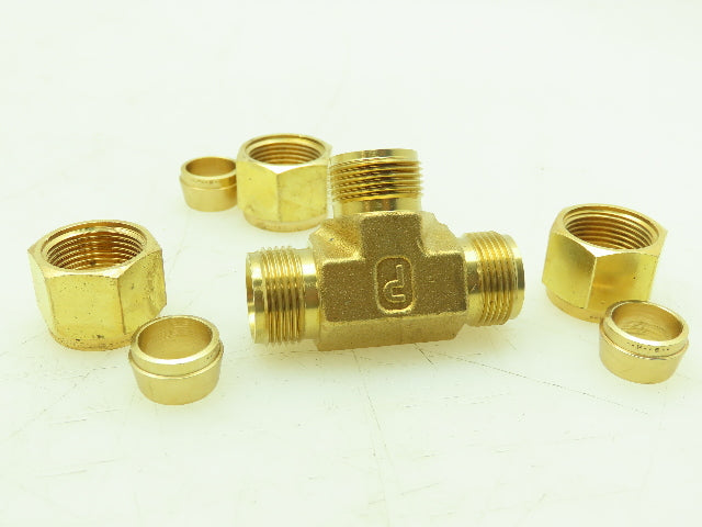 Parker 8-8-8 JBZ-B Compression CPI Union Tee Connector 1/2" Brass LOT OF 10