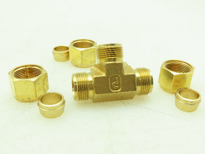 Parker 8-8-8 JBZ-B Compression CPI Union Tee Connector 1/2" Brass LOT OF 10