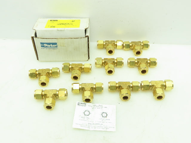 Parker 8-8-8 JBZ-B Compression CPI Union Tee Connector 1/2" Brass LOT OF 10