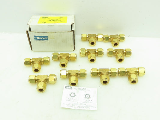 Parker 8-8-8 JBZ-B Compression CPI Union Tee Connector 1/2" Brass LOT OF 10