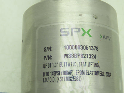 SPX FLOW Technology APV M38BP821324 UF31-1"-A Relief Valve 0-10 BAR, 0 - 145psi