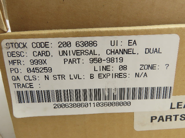 Zetron 950-9819 S4000 Dual Channel Universal Control Card