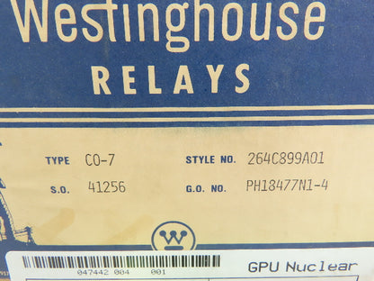 Westinghouse CO-7L1101N OverCurrent Protection Relay 1Ph 0.5-2.5A Type CO-7