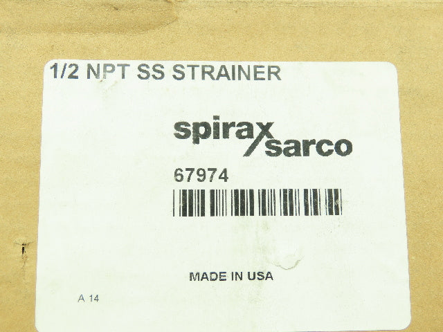 Spirax Sarco 67974 WYE Y Pipeline Strainer Connector 1/2" NPT S.S Steam Trap