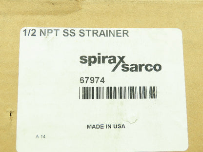 Spirax Sarco 67974 WYE Y Pipeline Strainer Connector 1/2" NPT S.S Steam Trap