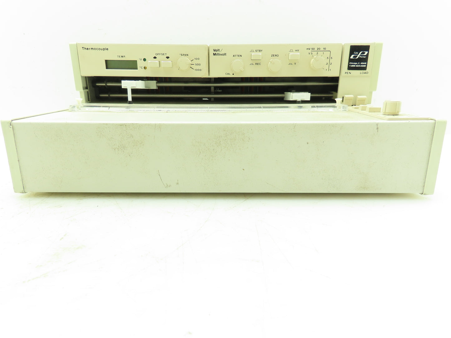 Cole Parmer 2030-0000 Linear Flatbed Chart Recorder 2 Channel Thermocouple Volt