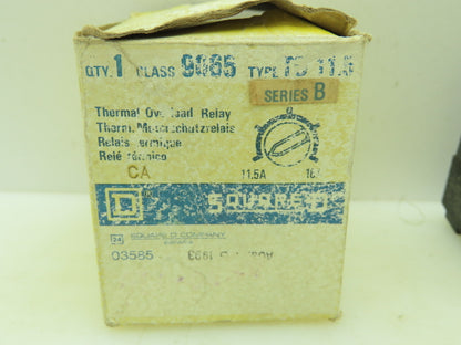 Square D 9065 Overload Relay 600V 3 Pole 11.5-16Amp Ser. A TE11.5