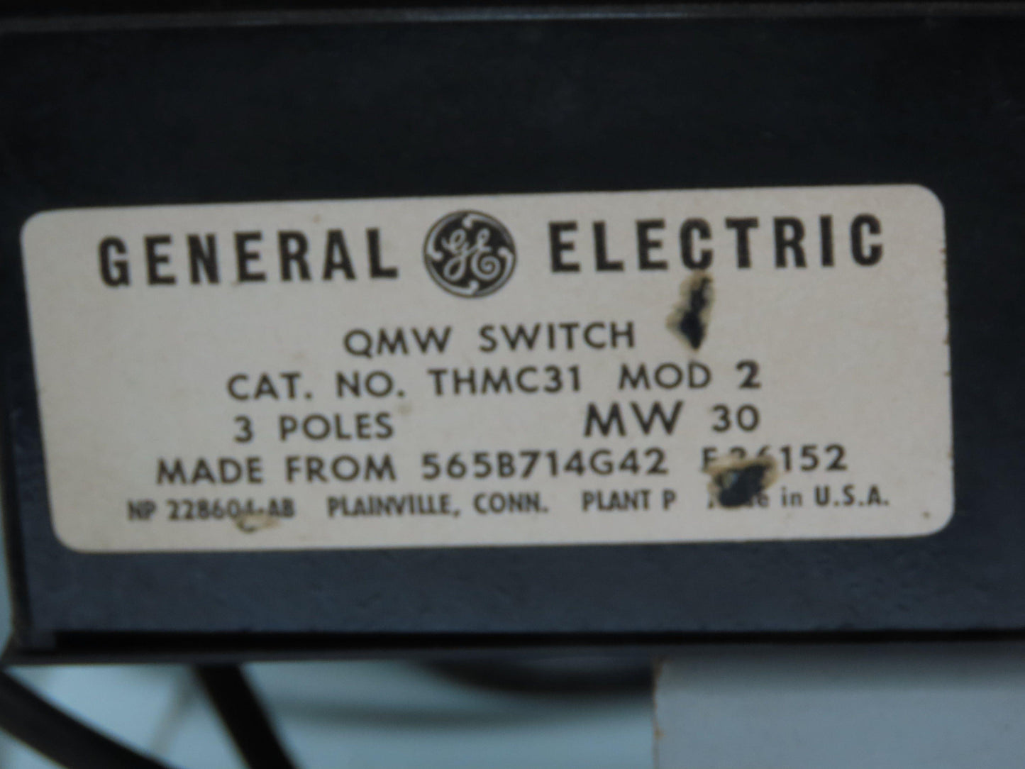 GE ITE Feeder Bucket Fuseable NEMA Sz 1 Motor Starter Control Contactor 10HP 30A
