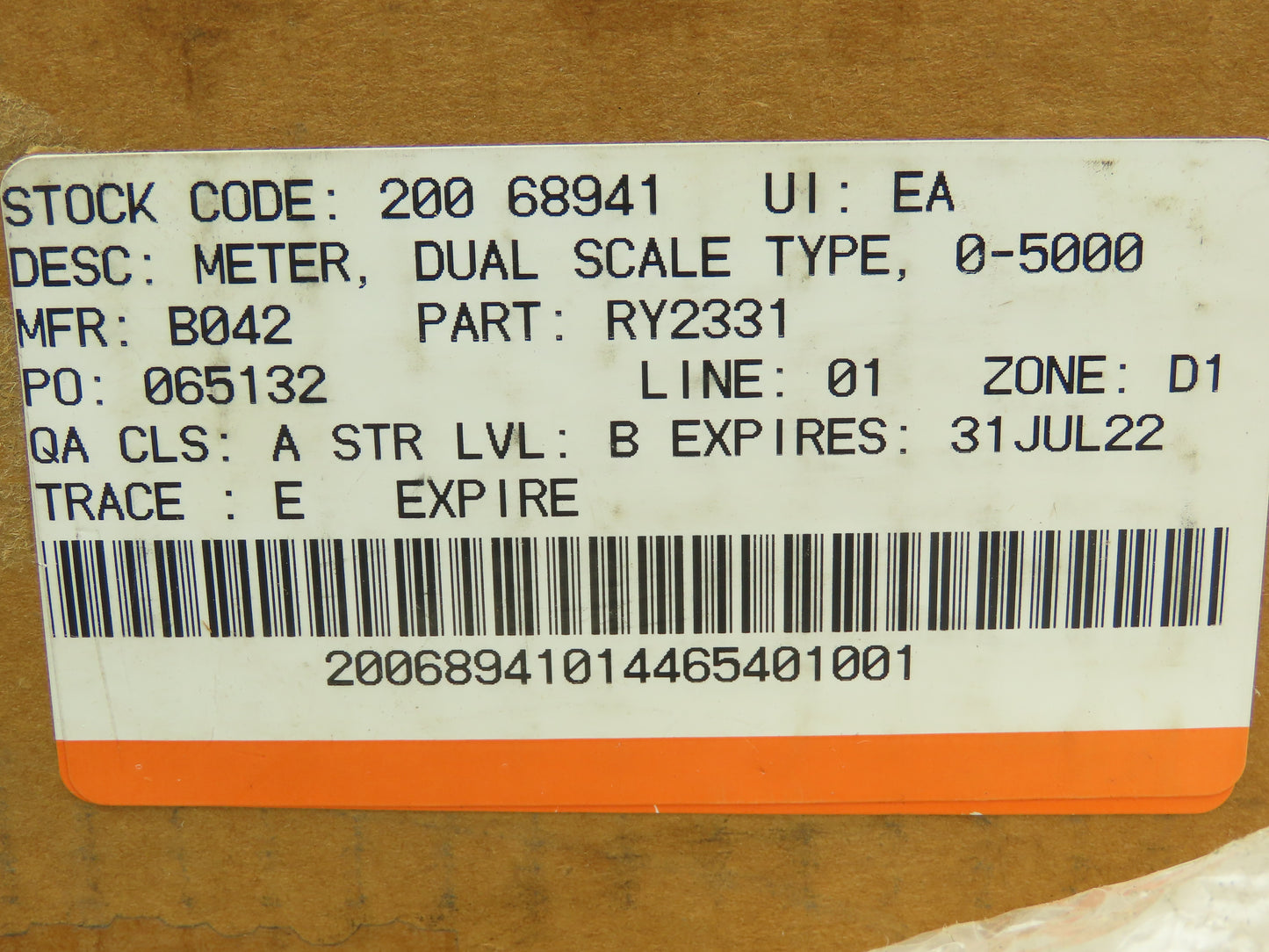 Bailey RY2331 RY2331 Edgewise Vertical Panel Meter 0-50 GPM x 100 120VAC 3.5VA
