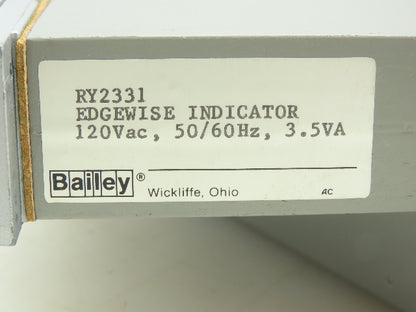 Bailey RY2331 RY2331 Edgewise Vertical Panel Meter 0-50 GPM x 100 120VAC 3.5VA