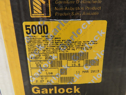 Garlock 5000 Braided Carbon Fiber PTFE Valve Packing Gasket Seal 5/8" Sq 5Lb