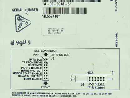 Honeywell Single Redundant Drive Seagate Barracuda Controller Board SCSI