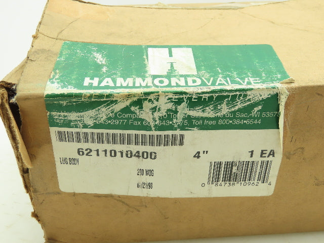 Hammond Valve 6211010400 200 WOG 4" Lug Body Butterfly Valve With Handle