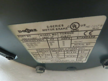 Reliance VBNM3538-D Electric Brake Motor D-Series .5HP 1740RPM 460V 3PH 56C Fr