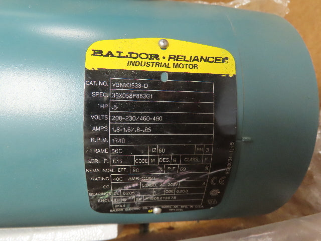 Reliance VBNM3538-D Electric Brake Motor D-Series .5HP 1740RPM 460V 3PH 56C Fr