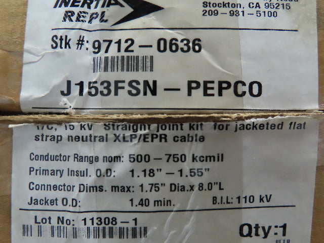 Inertia Repl J153FSN-PEPCO 1/C, 15 kv Straight Joint Kit Concentric  Flat Strap
