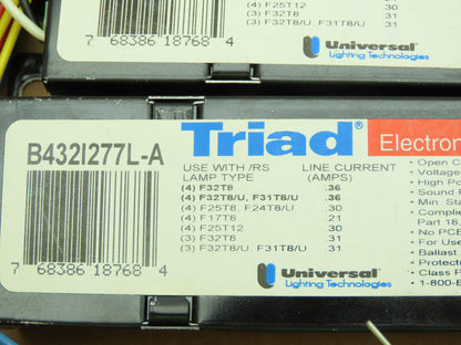 Triad B432I277L-A Electronic Ballast 32W 277V T8 Fluorescent 4 Lamp  Box of 10