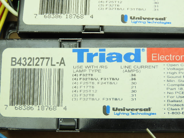 Triad B432I277L-A Electronic Ballast 32W 277V T8 Fluorescent 4 Lamp  Box of 10