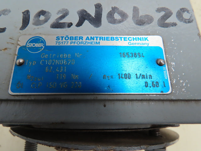 Stober C102N0620 Inline Servo Gear Box 62.4:1 Reducer 119Nm  Foot Mount