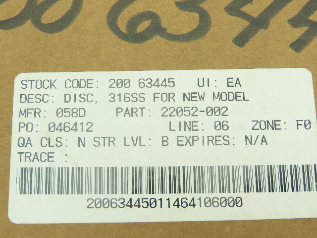 Cameron J022052-002 10" Butterfly Valve Disc Stainless Steel SS