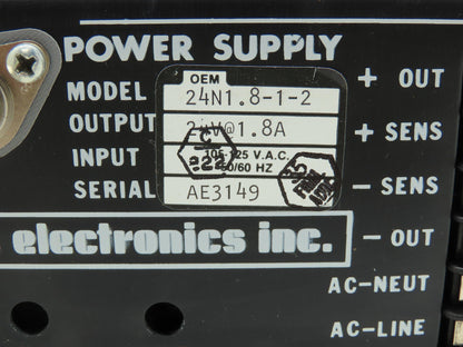 ACDC Electronics 24N1.8-1-2 Industrial Power Supply 24V Output 105-125VAC Input