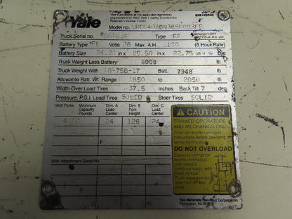 Yale 7221090 31 Hydraulic Pump / Motor ERC040ABN36SF083EE 36v Electric Forklift