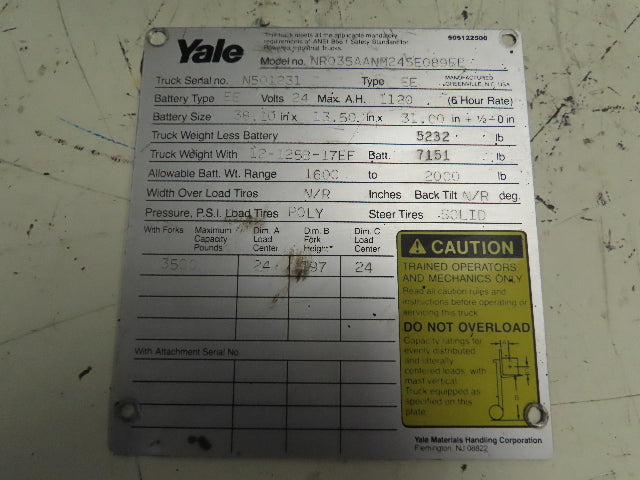 Yale 7222370 21 Motor / Hydraulic Pump NR035AANM24SE089EE 24V Electric Forklift