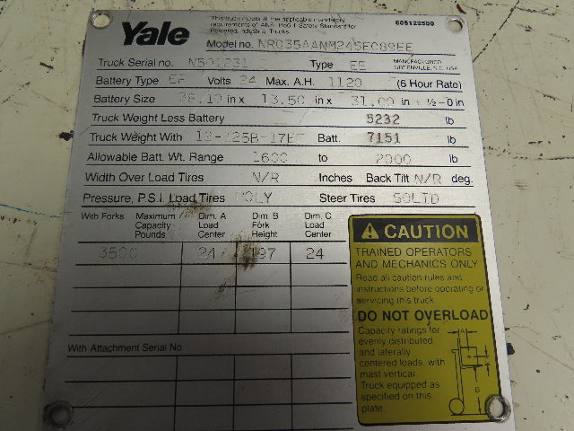 Yale NR035AANM24SE089EE 24v Stand Up Electric Forklift Power Steering Motor/Pump