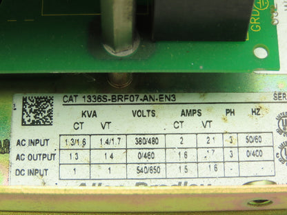 Allen Bradley 1336S-BRF07-AN-EN3 Adjustable AC Drive VFD 1.3 KVA 3Ph 460V