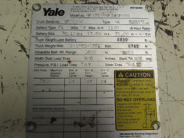 Yale NR035AANM24SE089 24v Stand Up Electric Forklift Power Steering Pump/Motor