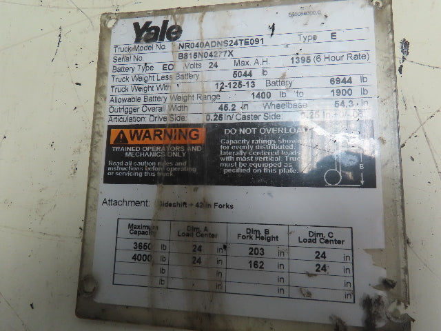 Yale 24v Electric Forklift Hydraulic Pump Haldex Barnes 6100 Motor 8620082