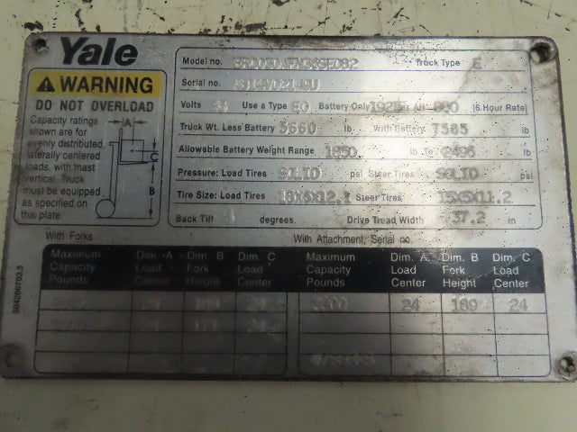 Yale ERC030AFN36SE082 36 volt Electric Forklift Motor And Hydraulic Pump