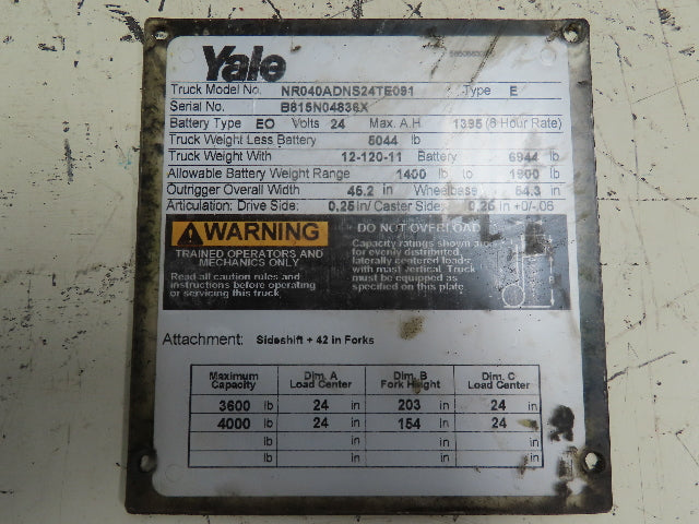 Yale NR040ADNS24TE091 24v Electric Forklift Hydraulic Pump Motor 8620082 75BB