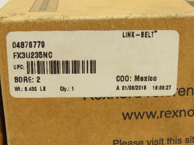 Link Belt FX3U235NC Rexford Flange Blocks Ball Bearing 2 3/16" Mounted Bearing