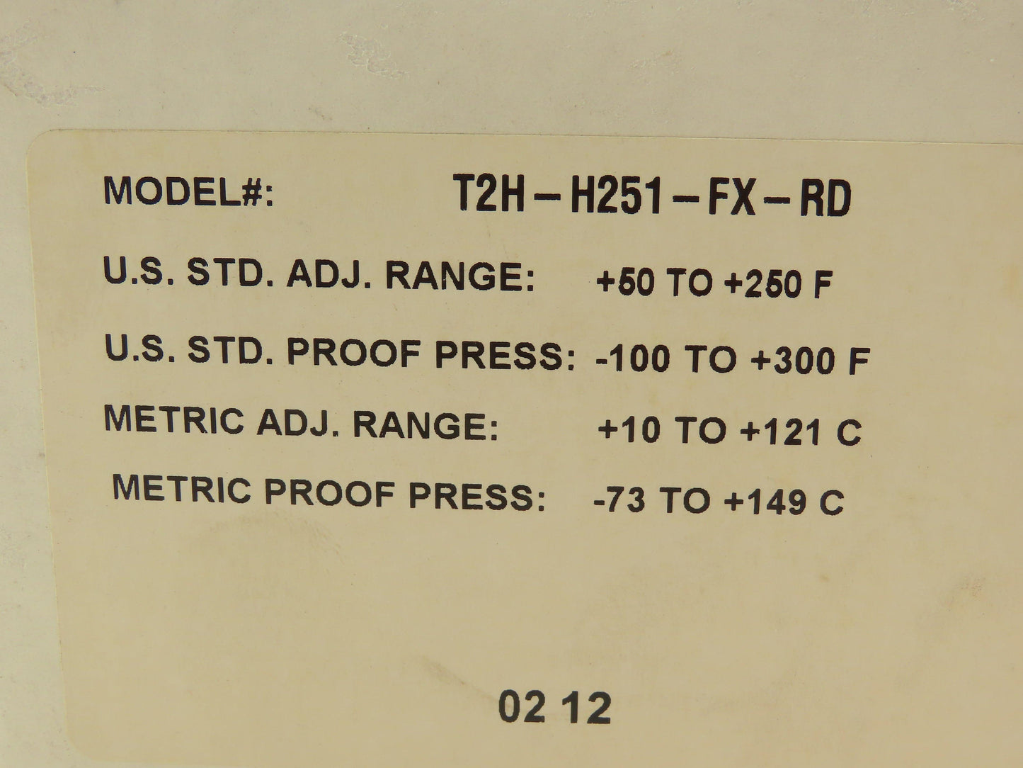 Barksdale T2H-H251-FX-RD Temperature Switch 50-250 F 10A 240V NEMA 4X