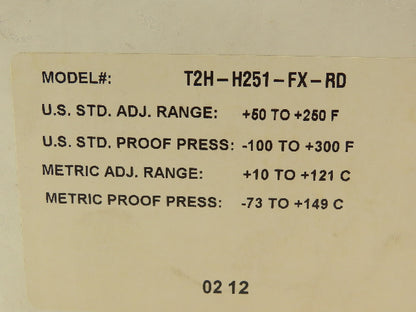 Barksdale T2H-H251-FX-RD Temperature Switch 50-250 F 10A 240V NEMA 4X