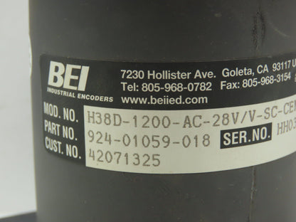 BEI Industrial 924-01059-018 H38D-1200-AC-28V/V-SC-CEN Optical Encoder